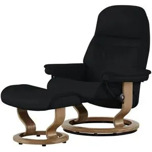 Stressless Relaxsessel mit Hocker Leder Sunrise S ¦ schwarz ¦ Maße (cm): B: 75