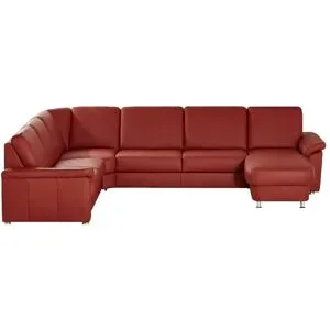 meinSofa Wohnlandschaft Leder Carolin ¦ rot ¦ Maße (cm): B: 330 H: 91 T: 240.0