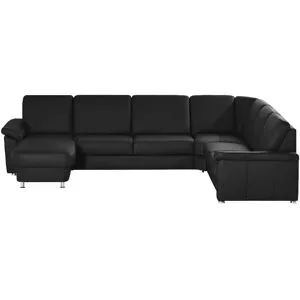 meinSofa Wohnlandschaft Leder Carolin ¦ schwarz ¦ Maße (cm): B: 330 H: 91 T: