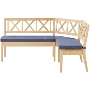 Woodford Eckbank massiv Olivia ¦ blau ¦ Maße (cm): H: 90