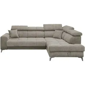 uno Ecksofa inklusive Sitztiefenverstellung Sydney ¦ grau ¦ Maße (cm): B: 282 H: