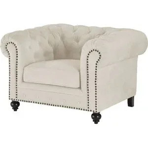 uno Sessel  Chesterfield Stoff ¦ creme ¦ Maße (cm): B: 124 H: 80 T: 100.0