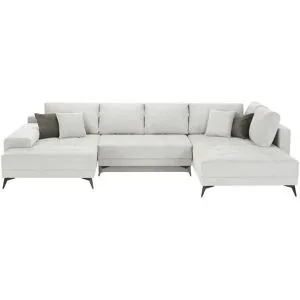 Höffner Wohnlandschaft mit Schlaffunktion Mango ¦ grau ¦ Maße (cm): B: 357 H: 85 T: