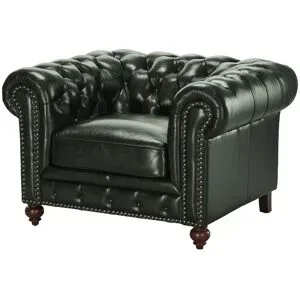 uno Ledersessel im Vintage-Look Chesterfield ¦ grün ¦ Maße (cm): B: 124 H: 80 T: