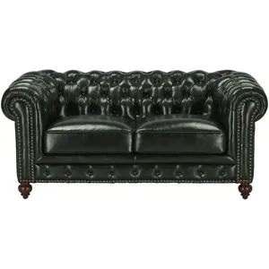 uno Ledersofa im Vintagelook Chesterfield ¦ grün ¦ Maße (cm): B: 183 H: 80 T: