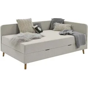 Höffner Polsterliege mit Bettkasten Carlotta ¦ beige ¦ Maße (cm): B: 130 H: 84
