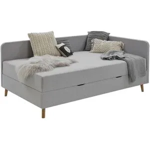 Höffner Polsterliege mit Bettkasten Carlotta ¦ grau ¦ Maße (cm): B: 150 H: 84