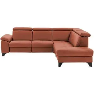 meinSofa Ecksofa Echtleder Linda ¦ rot ¦ Maße (cm): B: 261 H: 98 T: 209.0