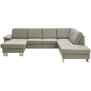 meinSofa Wohnlandschaft mit Sitz- und Rückenbezug aus Echtleder Samu-L ¦ beige ¦