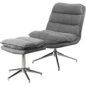 Höffner Relaxsessel mit Hocker  Fiona ¦ grau ¦ Maße (cm): B: 64 H: 89 T: 76.0