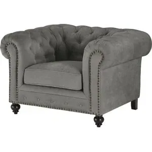 uno Sessel  Chesterfield Stoff ¦ grau ¦ Maße (cm): B: 124 H: 80 T: 100.0