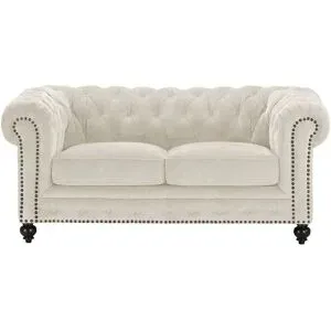 uno Einzelsofa  Chesterfield Stoff ¦ creme ¦ Maße (cm): B: 183 H: 80 T: 100.0