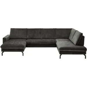 meinSofa Wohnlandschaft aus Mikrofaser Grace ¦ grau ¦ Maße (cm): B: 337 H: 89 T: