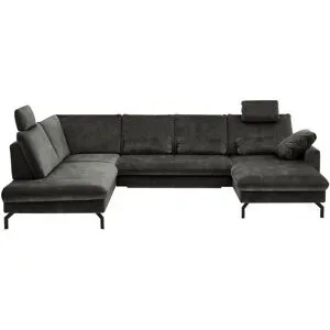 meinSofa Wohnlandschaft aus Mikrofaser Grace ¦ grau ¦ Maße (cm): B: 332 H: 89 T: