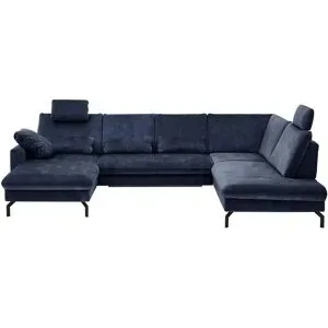 meinSofa Wohnlandschaft aus Mikrofaser Grace ¦ blau ¦ Maße (cm): B: 332 H: 89 T: