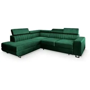 MASSENO Ecksofa mit Schlaffunktion Nola ¦ grün ¦ Maße (cm): B: 253 H: 88