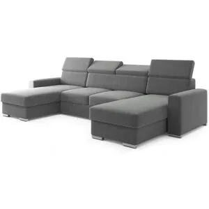 Höffner Wohnlandschaft mit Schlaffunktion Valencia ¦ grau ¦ Maße (cm): B: 305 H: 79