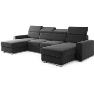 Höffner Wohnlandschaft mit Schlaffunktion Valencia ¦ schwarz ¦ Maße (cm): B: 305 H: 79