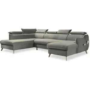 Miuform Wohnlandschaft mit Schlaffunktion Sweet Harmony ¦ grau ¦ Maße (cm): B: