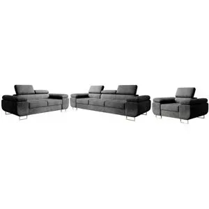 Höffner Sofa 3er-Set   ¦ grau ¦ Maße (cm): B: 255 H: 60