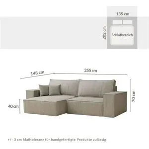 maison de rêve Ecksofa  Zaya ¦ braun ¦ Maße (cm): B: 255 H: 70