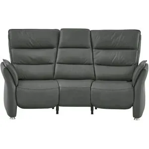 Hukla Trapezsofa Echtleder Corina ¦ grau ¦ Maße (cm): B: 202 H: 112 T: 103.0