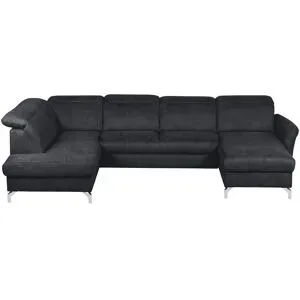 uno Wohnlandschaft Wildleder-Optik Basel ¦ schwarz ¦ Maße (cm): B: 304 H: 100 T: