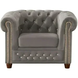 S-STYLE Chesterfield Sessel  Cleo Blink ¦ grau ¦ Maße (cm): B: 104 H: 72