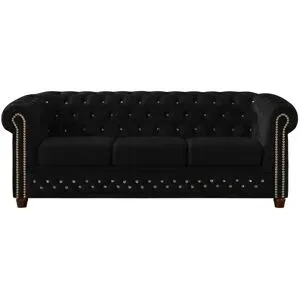 S-STYLE Chesterfield Einzelsofa  Cleo Blink ¦ schwarz ¦ Maße (cm): B: 203 H: 72