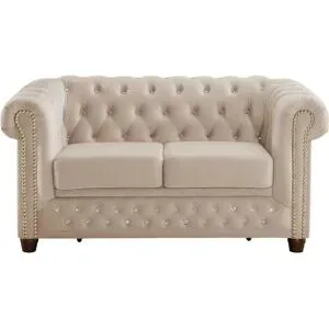 S-STYLE Chesterfield Einzelsofa  Cleo Blink ¦ beige ¦ Maße (cm): B: 148 H: 72