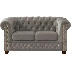 S-STYLE Chesterfield Einzelsofa  Cleo Blink ¦ grau ¦ Maße (cm): B: 148 H: 72