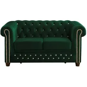 S-STYLE Chesterfield Einzelsofa  Cleo Blink ¦ grün ¦ Maße (cm): B: 148 H: 72