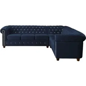 S-STYLE Chesterfield Ecksofa  Cleo Blink ¦ blau ¦ Maße (cm): B: 264 H: 72