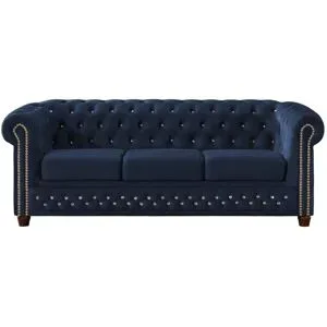 S-STYLE Chesterfield Einzelsofa  Cleo Blink ¦ blau ¦ Maße (cm): B: 203 H: 72
