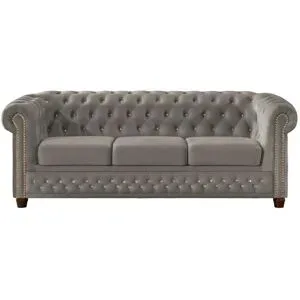 S-STYLE Chesterfield Einzelsofa  Cleo Blink ¦ grau ¦ Maße (cm): B: 203 H: 72
