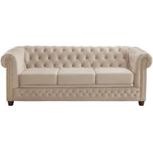 S-STYLE Chesterfield Einzelsofa  Cleo Blink ¦ beige ¦ Maße (cm): B: 203 H: 72