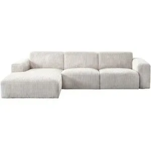 Höffner Ecksofa im modernen Breitcord Valja ¦ beige ¦ Maße (cm): B: 297 H: 75 T: 160.0