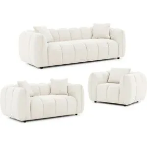 S-STYLE Polstergarnitur 3+2+1  Nubira ¦ creme ¦ Maße (cm): B: 228 H: 69