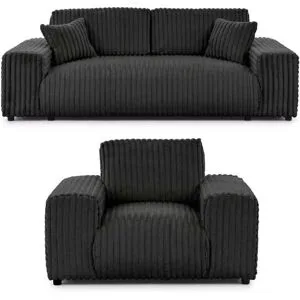 S-STYLE Polstergarnitur 2er-Set  Mollis ¦ grau ¦ Maße (cm): B: 213 H: 79