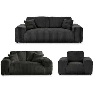 S-STYLE Polstergarnitur 3er-Set  Mollis ¦ grau ¦ Maße (cm): B: 213 H: 79
