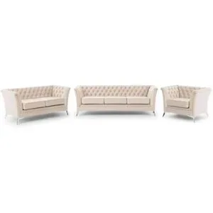 S-STYLE Chesterfield Polstergarnitur 3+2+1  Wilhelm ¦ beige ¦ Maße (cm): B: 237