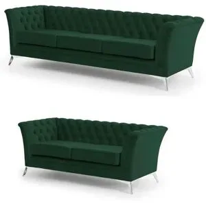S-STYLE Chesterfield Polstergarnitur 3+2  Wilhelm ¦ grün ¦ Maße (cm): B: 237 H: