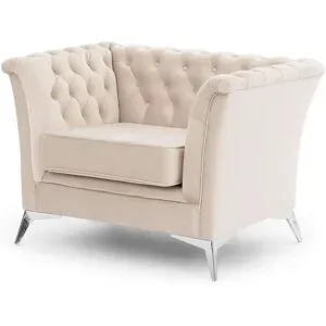 S-STYLE Chesterfield Sessel  Wilhelm ¦ beige ¦ Maße (cm): B: 116 H: 78
