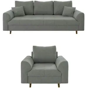 S-STYLE Polstergarnitur 3+1  Lars ¦ grau ¦ Maße (cm): B: 210 H: 81