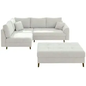 S-STYLE Ecksofa mit Hocker  Lars ¦ weiß ¦ Maße (cm): B: 231 H: 81