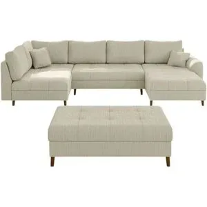 S-STYLE Wohnlandschaft mit Hocker  Maya ¦ beige ¦ Maße (cm): B: 310 H: 81