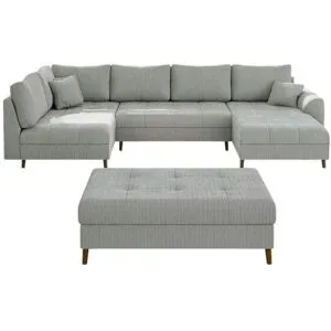S-STYLE Wohnlandschaft mit Hocker  Maya ¦ grau ¦ Maße (cm): B: 310 H: 81