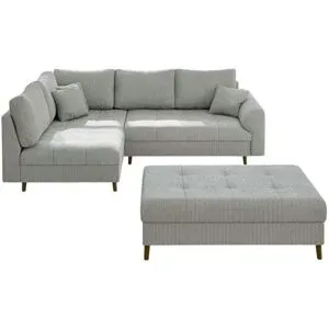 S-STYLE Ecksofa mit Hocker  Maya ¦ grau ¦ Maße (cm): B: 231 H: 81
