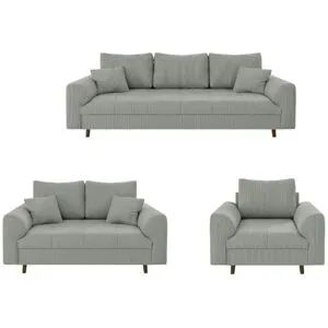 S-STYLE Polstergarnitur 3+2+1  Maya ¦ grau ¦ Maße (cm): B: 210 H: 81
