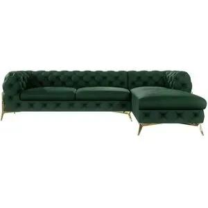 S-STYLE Chesterfield Ecksofa  Natalie ¦ grün ¦ Maße (cm): B: 305 H: 75